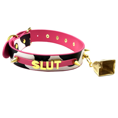 COWBELL LETTEER CHOKER  STRAWBERRY PINK