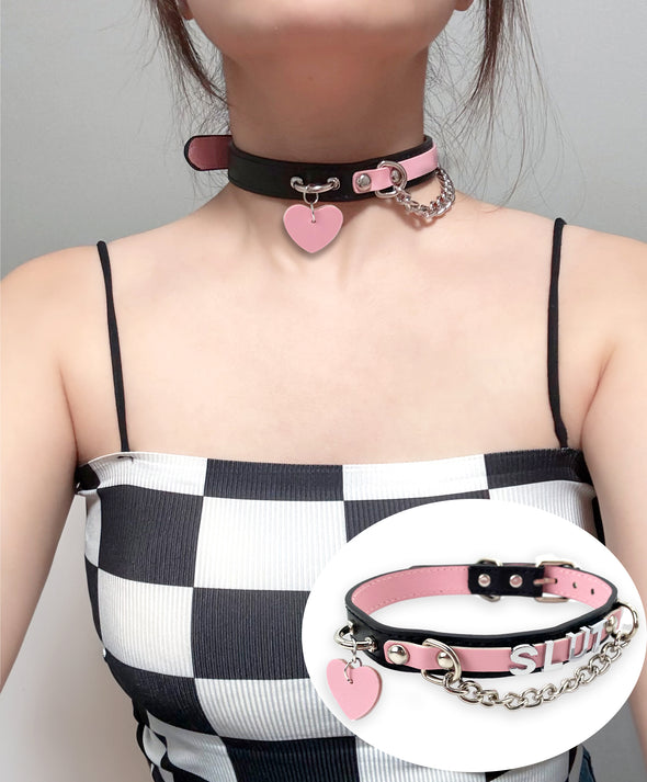 Letters Choker Collar Necklace For Women, Cute Skull Gothic Punk Rock Leather Choker Necklace Collars