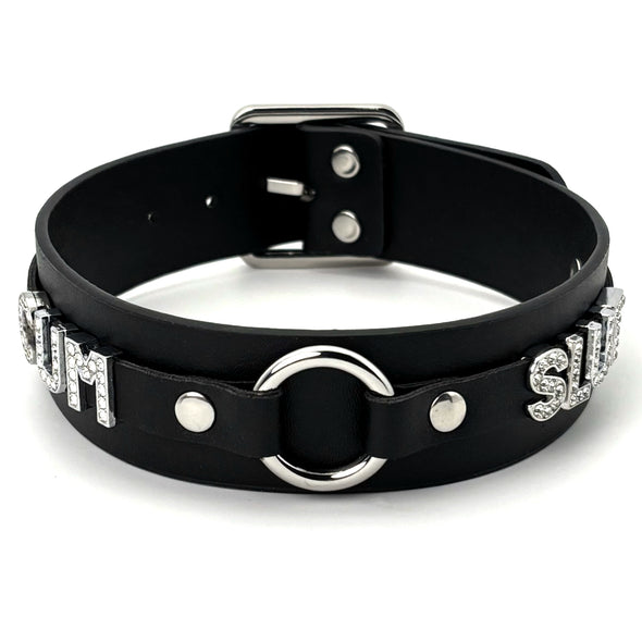 Women's Punk Black O-Ring Leather Choker Necklace