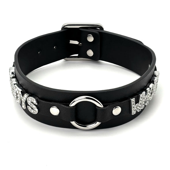 Women's Punk Black O-Ring Leather Choker Necklace