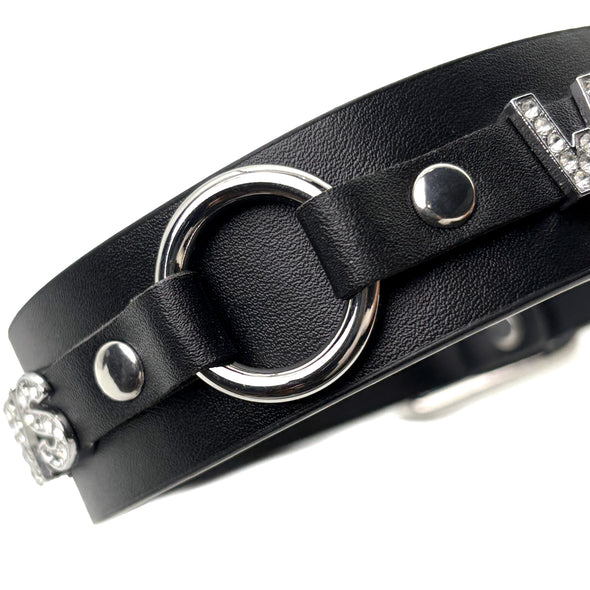 Women's Punk Black O-Ring Leather Choker Necklace