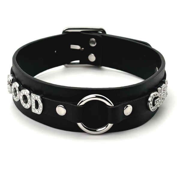 Women's Punk Black O-Ring Leather Choker Necklace