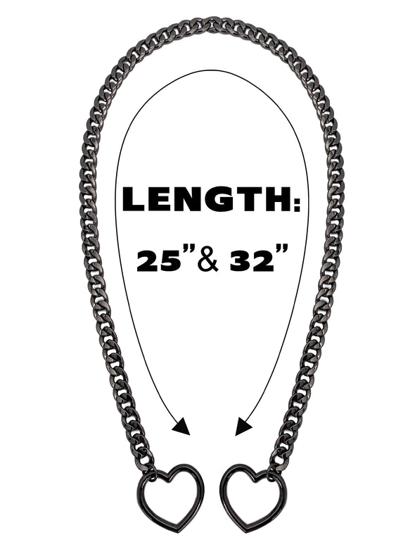 Women's Slip Chain Necklace, Heart Ring SlipChain, Long Cuban Chain Jewelry, Adjustable Y-Lariat Necklace